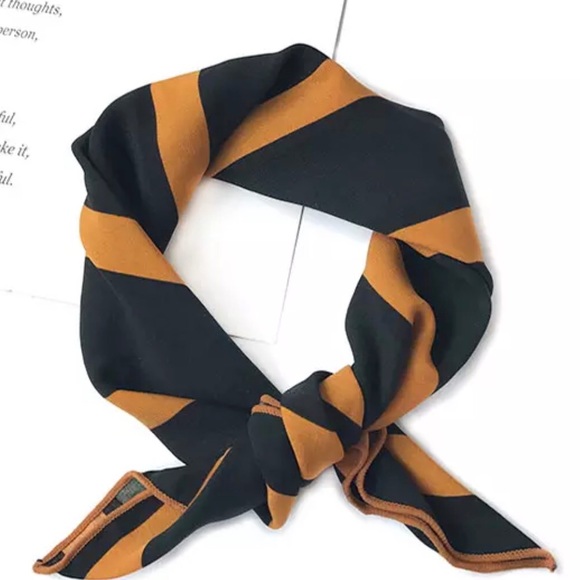 SALE Ava Silky Scarf Bandana in Forest Striped - Picture 5 of 5